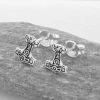 Seventh Sense Thors Hammer Stud Earrings Silver Viking