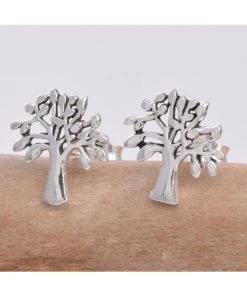 Seventh Sense Tree Of Life Stud Earrings Silver Gothic Jewellery