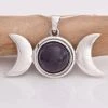 Seventh Sense Triple Moon Pendant With Amethyst Silver All Jewellery