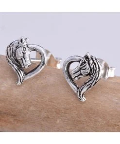Seventh Sense Unicorn Heart Stud Earrings Silver All Jewellery