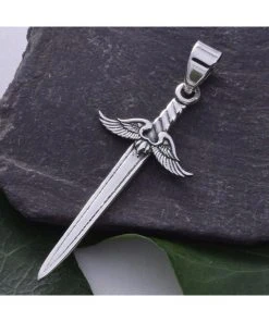 Seventh Sense Winged Broad Sword Pendant Silver