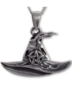 Gothic Jewellery Seventh Sense Witches Hat Pendant Silver
