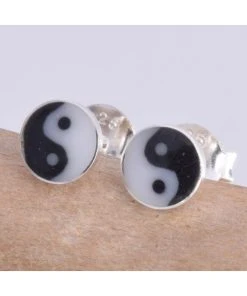 Seventh Sense Yin Yang Stud Earrings Silver All Jewellery