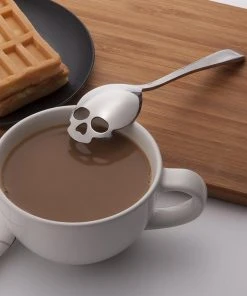 Gothic Accessories Steampunk Homeware Gothic Skull Sugar Spoon Silver