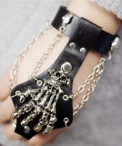 Gothic And Steampunk Jewellery Gothic Jewellery Skeleton Hand Chain Cuff Bracelet