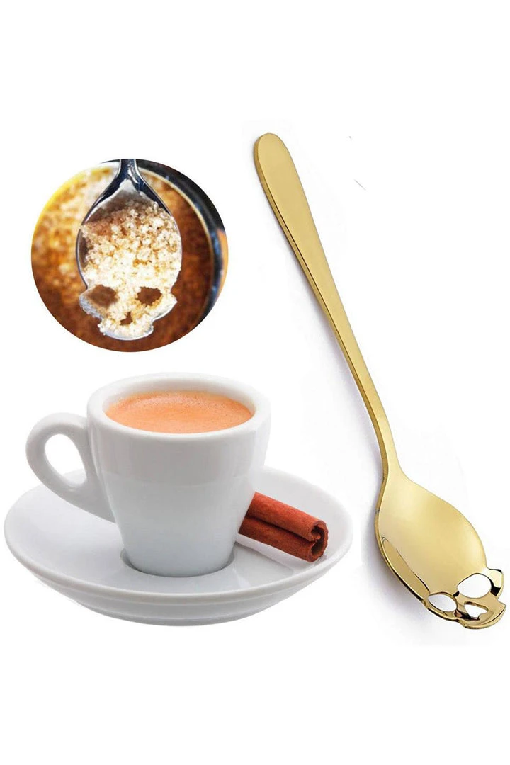 Gothic Accessories Steampunk Homeware Gothic Skull Sugar Spoon Gold 3 Gothic Accessories Steampunk Homeware Gothic Skull Sugar Spoon Gold
