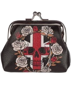 Puckator All Bags Black Skulls And Roses Union Jack Purse