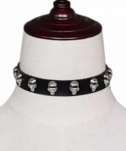 Gothic Collars Black Gothic Skull Stud Collar Gothic Jewellery