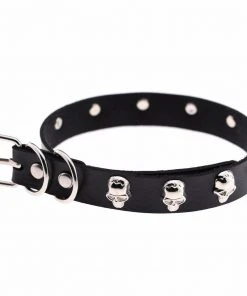 Gothic Collars Black Gothic Skull Stud Collar Gothic Jewellery