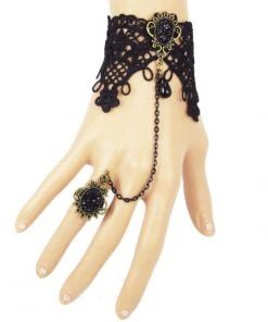 Lace Jewellery Black Lace And Sparkle Gothic Slave Bracelet