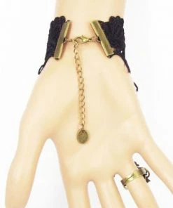 Lace Jewellery Black Lace And Sparkle Gothic Slave Bracelet