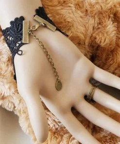 Lace Jewellery Black Lace And Sparkle Gothic Slave Bracelet