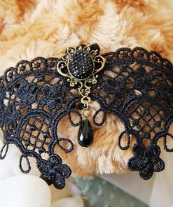 Lace Jewellery Black Lace And Sparkle Gothic Slave Bracelet