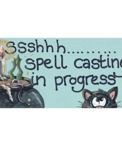 Something Different All Homeware Ssshhh Spell Casting In Progress Cat Wall Plaque Door Sign