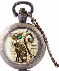 Pocketwatches Steampunk Cat Pocket Watch SPW-CAT-2