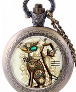 Pocketwatches Steampunk Cat Pocket Watch SPW-CAT-2