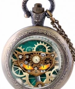 Pocketwatches Steampunk Cat Pocket Watch SPW-CAT-3
