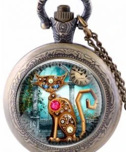 Pocketwatches Steampunk Cat Pocket Watch SPW-CAT-1 Steampunk Jewellery
