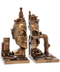 Steampunk Fantasy Steampunk Cyber Skull Bookends Steampunk Homeware