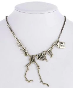 Gothic And Steampunk Jewellery Steampunk Dinosaur Skeleton Necklace Antique Goldtone