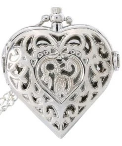 Pocketwatches Steampunk Jewellery Steampunk Pocket Watch, Silver Tone Heart Shaped Necklace Watch