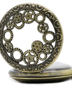 Pocketwatches Steampunk Pocket Watch With Gears On Necklace Chain Steampunk Jewellery