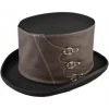 Euro Accessories Steampunk Top Hat Faux Leather Band