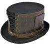 Euro Accessories Steampunk Top Hat With Laced Brown Leather Hat Band