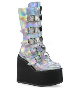 Demonia SWING-230 Boots Silver Ladies Fetish Boots