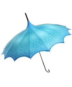 Soake Gothic Accessories Teal Patterned Pagoda Umbrella / Parasol