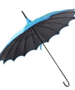Soake Gothic Accessories Teal Patterned Pagoda Umbrella / Parasol