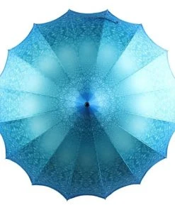 Soake Gothic Accessories Teal Patterned Pagoda Umbrella / Parasol