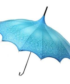 Soake Gothic Accessories Teal Patterned Pagoda Umbrella / Parasol