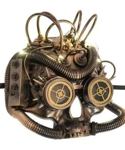Carnival The Dark Baron Half Face Steampunk Mask With LED Lights