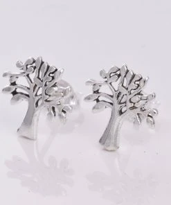 Seventh Sense Tree Of Life Stud Earrings Silver Gothic Jewellery