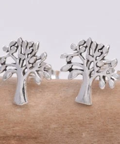 Seventh Sense Tree Of Life Stud Earrings Silver Gothic Jewellery