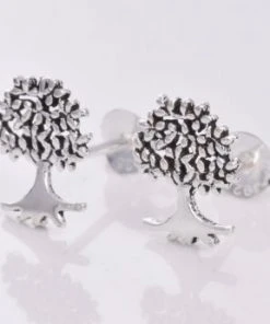 Seventh Sense Tree Of Life Stud Earrings Silver Gothic Jewellery