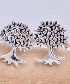 Seventh Sense Tree Of Life Stud Earrings Silver Gothic Jewellery