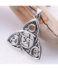 Gothic Jewellery Seventh Sense Trinity Moon Phase Pendant Silver