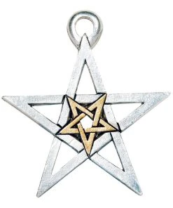 Magickal Pentagrams Two Tone Double Pentagram Necklace All Jewellery