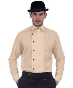 Pirate Dressing Ulysses Side Button Steampunk Shirt Almond Mens Gothic Clothing