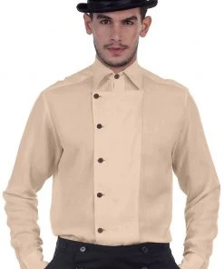 Pirate Dressing Ulysses Side Button Steampunk Shirt Almond Mens Gothic Clothing