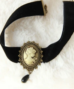 Gothic Collars Black Velvet Cameo Choker