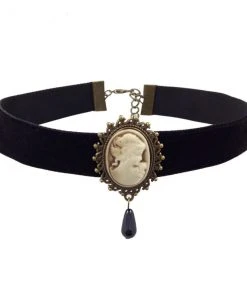Gothic Collars Black Velvet Cameo Choker