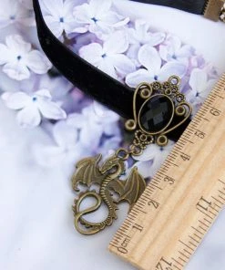 Gothic Collars Black Velvet Dragon Choker Gothic Jewellery