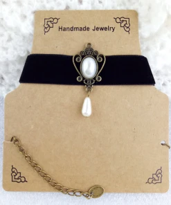 Gothic Collars Gothic Jewellery Black Velvet Choker With Pearl Drop