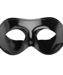 Gothic Accessories Venetian Style Mask Mens Plain Black Masquerade Mask Glossy Finish