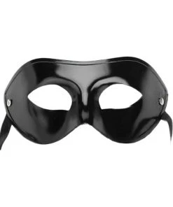 Gothic Accessories Venetian Style Mask Mens Plain Black Masquerade Mask Glossy Finish