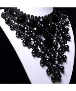 Lace Jewellery Victorian Gothic Black Lace And Bead Choker Gothic Jewellery