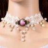 Lace Jewellery White Lace Steampunk Necklace Venetian Pearl Pink Rose Filigree Steampunk Jewellery